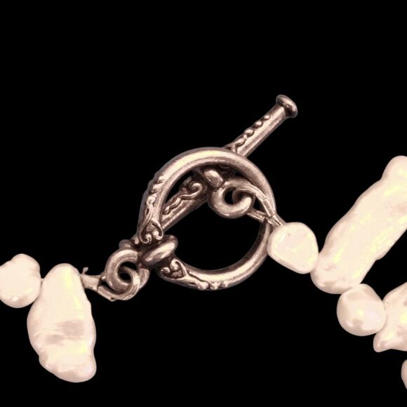 Freshwater Stick Pearl Necklace and Earrings Set Vintage 1980s T-Clasp - Picture 13 of 14